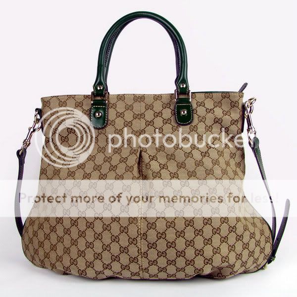 GUCCI Beige/green faric with leather bag for $249 -shopyop