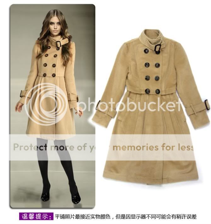BURBERRY beige double breast wool coat for $129 -shopyop