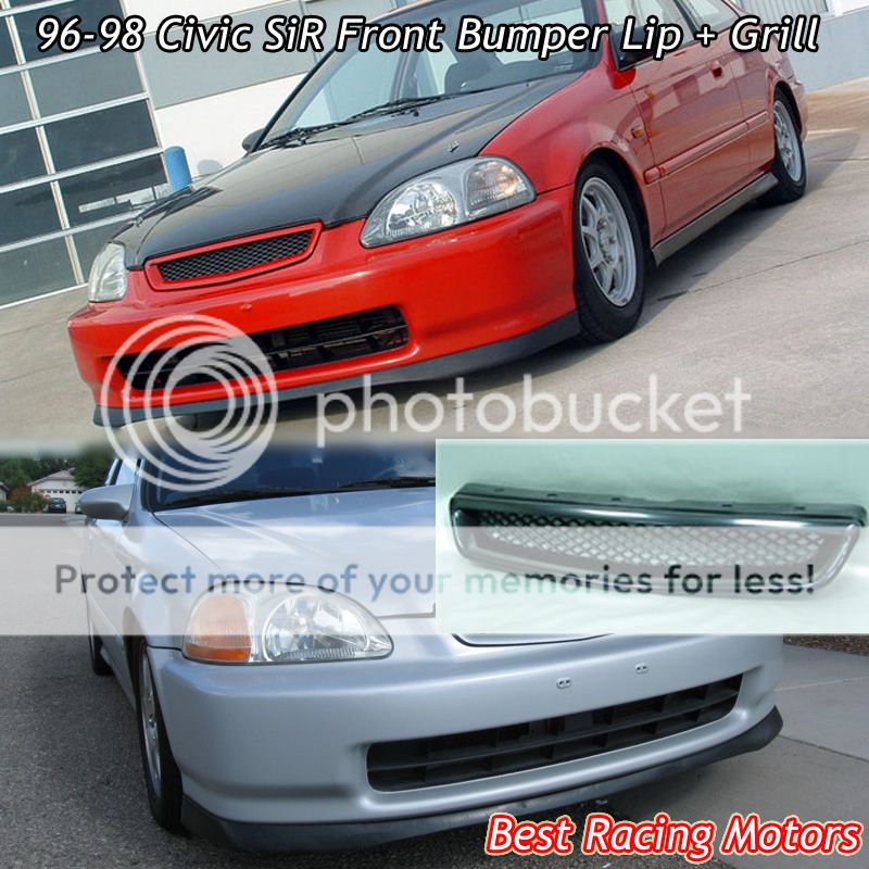 For 99-00 Honda Civic 3dr MUGEN Front lip+Front Grill+CTR Spoiler+THIN MOLDING