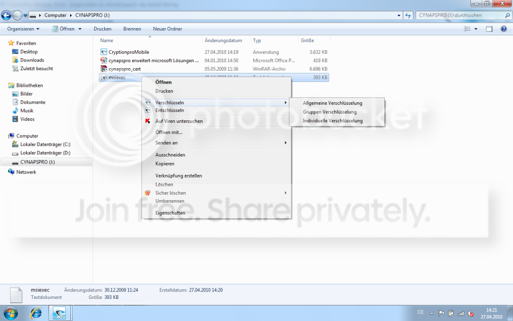 CryptionPro - Kontextmen&uuml; photo CryptionPro-Agent-Kontextmenu.png